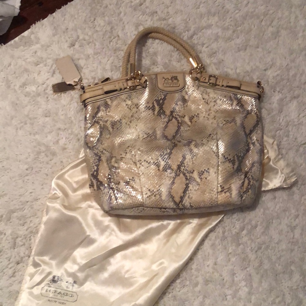 Snake skin coach handbag tote